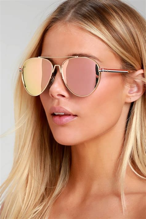 rose gold mirrored aviator sunglasses